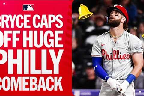 DON’T COUNT THE PHILLIES OUT! Bryce Harper's 3-run shot is part of a HUGE 6-run 9th-inning comeback.