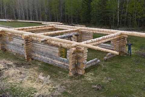 Placing the HUGE 62ft Logs - Building My Log Home Pt.14