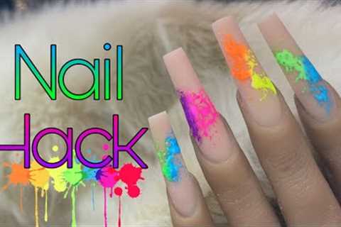 Easy Nail Art Hack | Summer Rainbow Splatter Nails | Beginner Nail Tutorial