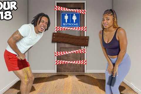 LAST TO USE THE BATHROOM WINS $1,000 SHOPPING SPREE CHALLENGE