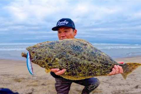 Legal Halibut after Legal Halibut!! [SoCal Surf Fishing LUCKY CRAFT]