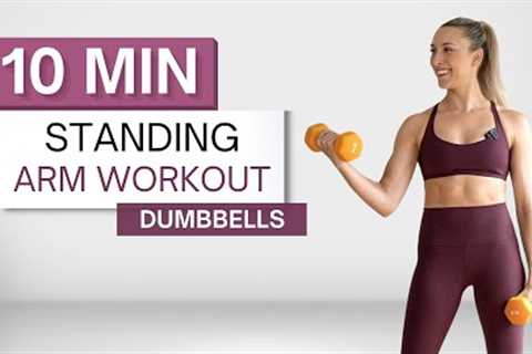 10 min STANDING ARM WORKOUT | With Dumbbells | Upper Body | No Pushups
