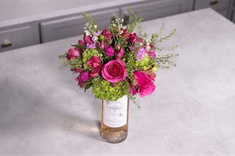 Floral Elegance: DIY Wine Bottle Accent with March Flowers 🌸🍷