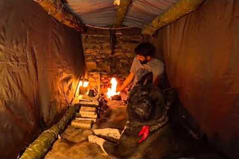 3 DAYS solo survival CAMPING; Fishing, Catch and Cook. Building a Bushcraft Shelter &amp; Fireplace