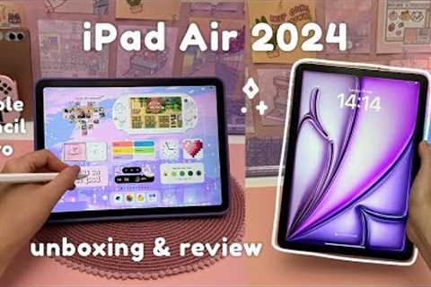 NEW iPad Air 2024 Unboxing &amp; Review 💜| Apple Pencil Pro + accessories, iPad Air M2