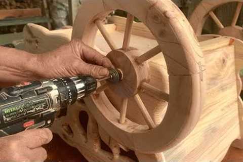 Inspiring woodworking ideas // How To Make A Beautiful Flower Wheelbarrow By A Craftsman