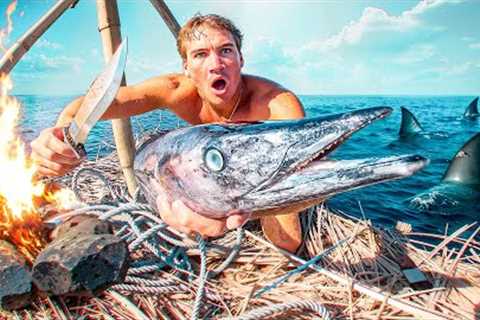 GIANT CATCH N COOK ON SURVIVAL RAFT: Eating ONLY What I Catch