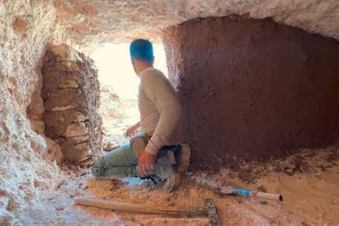 Build SECRET UNDERGROUND BUNKER with FIREPLACE in 18 DAYS, Diy, Camping, Cooking, Asmr
