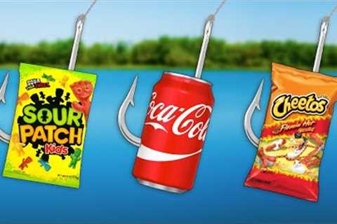 Gas Station FOOD Fishing Challenge!