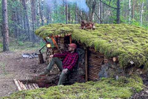 Built my best dugout for survival in a wild forest  Bushcraft in the wild. ASMR