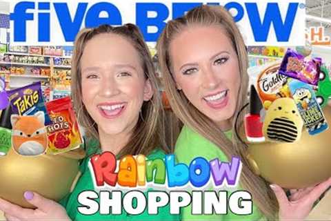SHOPPING FOR EVERY COLOR OF THE RAINBOW AT FIVE BELOW CHALLENGE 🌈🤑