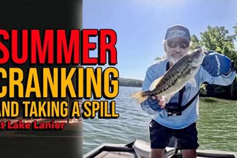 Summer Cranking And Taking A Spill At Lake Lanier #lakelanierfishing2024  #bassfishing
