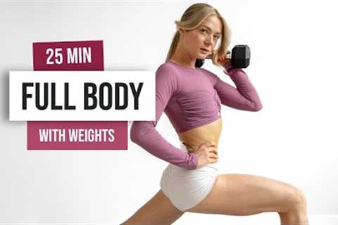 25 MIN FULL BODY Strength and Cardio (INTERMEDIATE) Workout - With Weights -  Home Workout