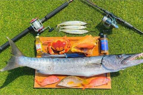 Barracuda Catch n' Cook with Coral Crab, Conch, Snapper and Squirrelfish!
