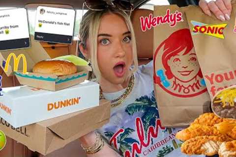 Eating My Subscriber's LEAST FAVORITE FAST FOOD ORDERS For 24 HOURS!