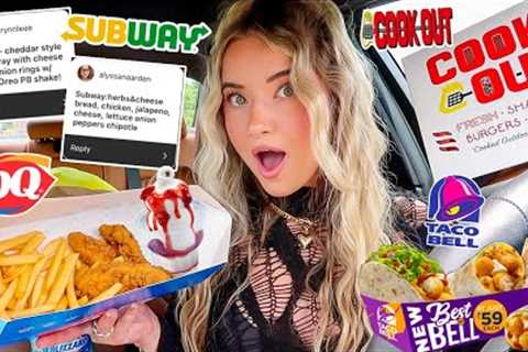 Eating My SUBSCRIBER’S FAVORITE FAST FOOD ORDERS For 24 HOURS!