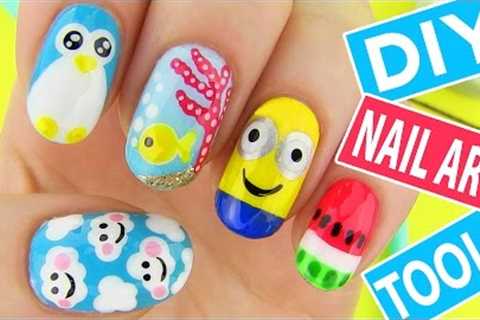 DIY Nail Art Tools with 5 Easy Nail Art Designs! How to Paint your Nails at Home!