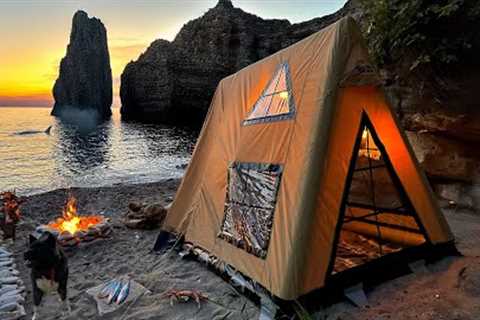 3 Days SOLO CAMPING - BIG CRAB, Fishing. CATCH and COOK - Survival Skills - BUSHCRAFT Tent Shelter