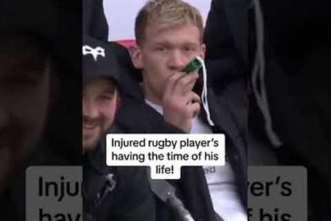 Injured Rugby Player's Having the Time of his Life!