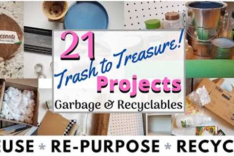 21 DIY RECYCLE CRAFTS 💚 TRASH TO TREASURE 💛 CARDBOARD 💙 GLASS 💜 PLASTIC | RE-PURPOSE &amp; REUSE