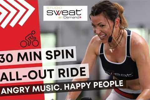 30 Minute ALL OUT Intense Spin Class with Cat Kom | (Angry Music = Happy People)