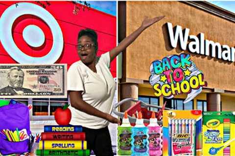 BACK TO SCHOOL SHOPPING 2024| $50 BUDGET TARGET VS WALMART | MOM OF 3