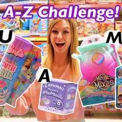 A-Z MYSTERY TOY SHOPPING CHALLENGE!!😱🎁🛍 (AT THE *LARGEST* TOY STORE IN THE COUNTRY!!🫢)