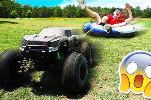 100MPH RC CAR TOWING MYSELF! *GONE WRONG*
