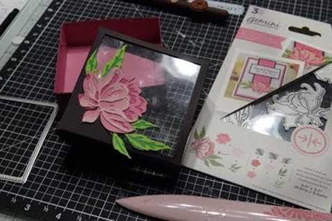Crafter's Companion Double Sided Peony Dies Review: Partial Die Cut Box Tutorial!
