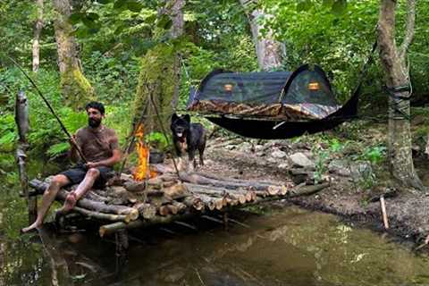 3 DAYS solo survival CAMPING; Catch and Cook, Fishing. Bushcraft Skills. Hammock Shelter