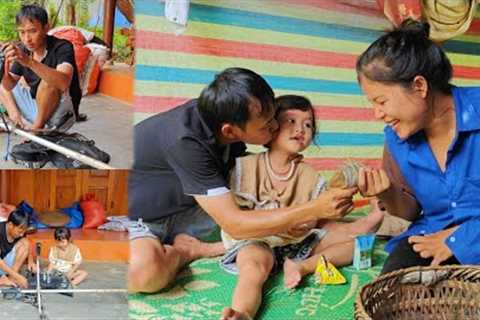 Single father, with his 4 year old daughter repairing lawn mowers, I gave all the money to my wife