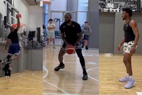 LeBron James getting ready for Olympics in workout with Bronny and Bryce