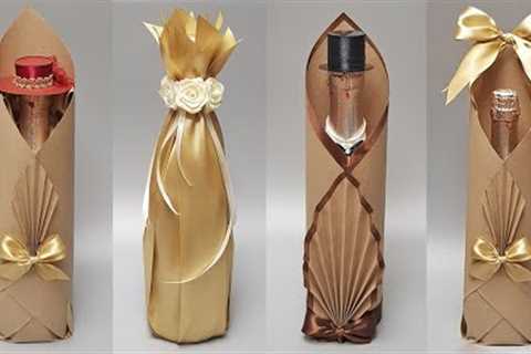 DIY😍3 elegant gift wrapping ideas for champagne👍How to gift wrap a bottle