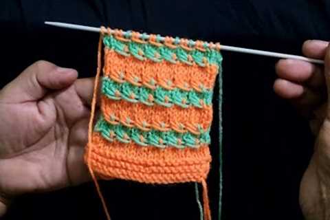 how to knit for beginners with one needle | two color knitting design