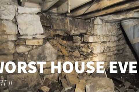Stone Foundation Repair HOW TO Fix a COLLAPSED STONE FOUNDATION BASEMENT WALL Worst House Ever Pt 3