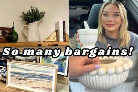 Styling new shelf decor | home decor bargain hunting &amp; haul | rustic lamp up-cycle