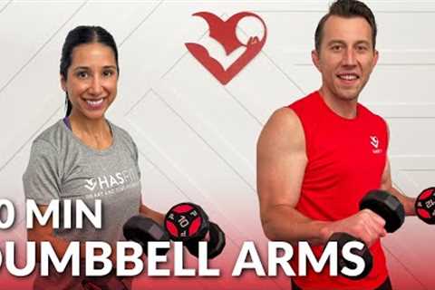 30 Min Dumbbell Arms Workout at Home - Biceps and Triceps Workout with Dumbbells &amp; Weights..