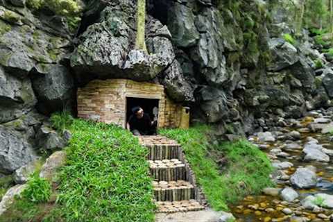 Emergency Shelter in a Cave Built from Wood- Mastering Survival Skills and Bushcraft, Part 1