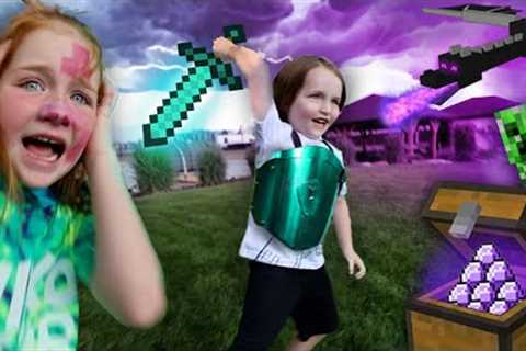 ADLEY &amp; NiKO play MiNECRAFT in Real Life!! Saving Niko's 5th Birthday Party from an Ender..