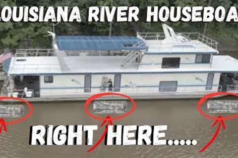 Trapping Fish Underneath a Houseboat in Louisiana River!! (CATCH AND COOK)