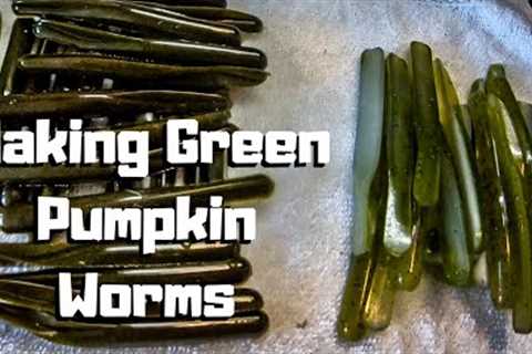 Making Soft Plastic Baits - Making Green Pumpkin Black Flake Worms and Watermelon Seed Worms
