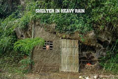 2 Days solo survival CAMPING. Heavy Rain, Survival in the Canyons, primitive shelter cave, cooking