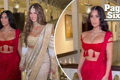 Kim and Khloé Kardashian sparkle in traditional Indian outfits at Ambani wedding