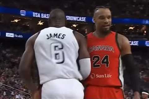 LeBron James and Dillon Brooks get into it in Olympics warm-up game 👀