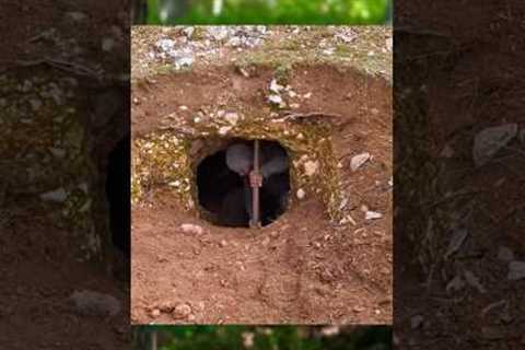 Building underground secret house 😱🛖 #bushcraft #survival #shelter