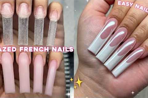 GLAZED FRENCH POLYGEL NAILS✨ BEGINNER FRIENDLY POLYGEL APPLICATION &amp; EASY NAIL ART! | Nail..
