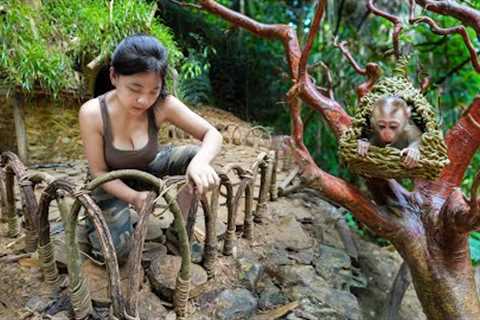 Reinforce the Fence Protecting the Shelter - Build a New House for Nu Nu Using Forest Rope, Part 4