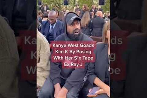 kanye west laughs at kim k by posing with her ex ray j