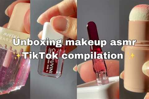 unboxing makeup and skincare products asmr ~ ASMR Tapping ~ No talking ~TikTok compilation ✨