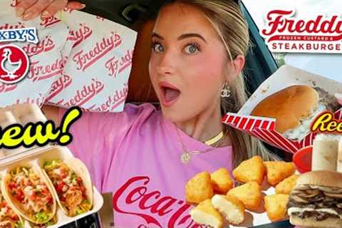 Eating NEW FAST FOOD ITEMS From Zaxby's and Freddy's!